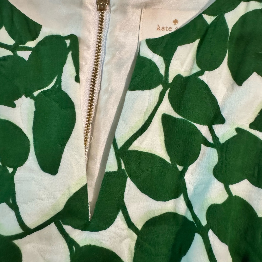 Kate Spade 10 Dress Garden Leaves Pique Fit Flare lined V neck lined - Picture 10 of 16
